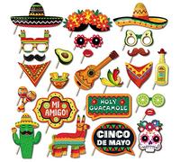 ZOOMPIL Mexique Fiesta Photo Prop, 25 Pièces Carnaval Mexicain Fête Décoration, pour May Day Selfie Party Supplies Fiesta Photo Décoration Fête à Thème Mexicain