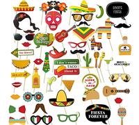 ZOOMPIL Mexique Fiesta Photo Prop, Carnaval Mexicain Fête Décoration 52 Pièces, Accessoires Photo Booth Props pour May Day Selfie Party Supplies Fiesta Photo Décoration Fête à Thème Mexicain