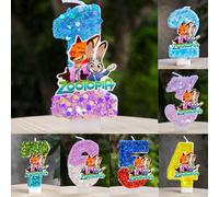 Zootopia - bougie numéro 0-9, décoration de gâteau de football, fête d'anniversaire pour enfants, décor de réception-cadeau pour bébé, cadeau G-2