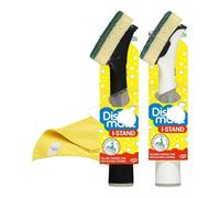 ZOPPER I-Stand Lot de 2 brosses à vaisselle à remplir avec poignée de distributeur de savon, éponge verticale, contrôle du débit de liquide, brosse de cuisine résistante aux fuites