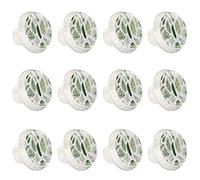 ZORE_FINE5 Boutons d'armoires de cuisine boutons décoratifs ronds armoire placard tiroirs commode tirer poignée 12 pièces été feuilles tropicales