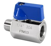 zorfar 316 Stainless Steel Mini Ball Valve with Blue Handle, BSP 1/8"~1" Male Female Thread Valve for Homebrew Liquid Pipeline 1PCS(1",FxF)
