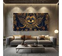ZORYAN Grand Tableau Mural XXL Egyptien Oeil d'Horus Toile Imprimée pour la Decoration du Salon Spirituel Ailes Poster Moderne Ancien Symbole Photo Artistique Sans Cadre 80x160 cm