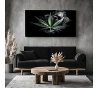 ZORYAN Grande Impression sur Toile Botanique Feuille Tableau Mural Hippie Fumée Pour Salon Moderne, Art Decoratif Naturel Cannabis Photo pour Chambre Sans Cadre 60x120 cm