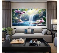 ZORYAN Tableau Decoration Murale Cascade D'Orchidées Zen Photo Artistique 50x100cm Sans Cadre Vert Décoration Murale pour Salon et Chambre Adulte