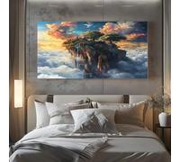 ZORYAN Tableau Decoration Murale Motif Falaise Fantasy Photo Artistique 50x100cm Sans Cadre Vert Moss Décoration Murale pour Salon et Chambre Adulte