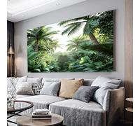 ZORYAN Tableau Decoration Murale Salon Jungle Tropicale Tableau Decoration Mural Image Sur Toile Photo Images Motif Moderne Décoration Chambre Vert Sans Cadre 80x160cm