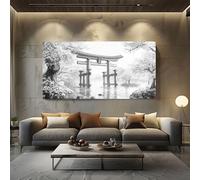 ZORYAN Tableau sur Toile style japonais Torii Grand Format XXL 80x160cm | Decoration Murale Paysage Naturel Fleurs de Cerisier Bois pour Salon Chambre Oriental Arbre Art Mural Moderne