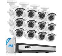 ZOSI 1080P 16CH Kit Caméra Surveillance Filaire DVR 4TB Détection Intelligente, Angle de Vue 90°, Vision Nocturne 24m, 24/7