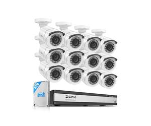 ZOSI 1080P 16CH Kit Pack 12 Caméras Surveillance Filaire Extérieure avec DVR 4TB Détection IA Personne/Véhicule, Angle de Vue 90°, Vision Nocturne 24m, Vidéo Surveillance 24/7 pour Domestique