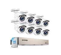 ZOSI 1080P 8CH DVR 500GB Système de Surveillance Filaire + 8 Caméras Intérieur/Extérieur, APP Gratuite et Détection Intelligente, Vision Nocturne IR 24m