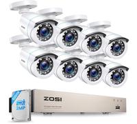 ZOSI 1080P 8CH DVR 500GB Système de Surveillance Filaire + 8 Caméras Intérieur/Extérieur Détection Intelligente, IR 24m