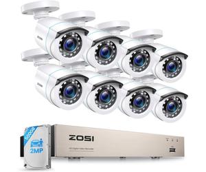ZOSI 1080P 8CH DVR 500GB Système de Surveillance Filaire + 8 Caméras Intérieur/Extérieur Détection Intelligente, IR 24m