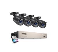 ZOSI 1080P 8CH H.265+ DVR 1TB Disque dur avec 1080p Caméra de Surveillance Extérieure App Gratuite Accès à distance via Smartphone