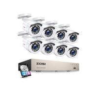 ZOSI 1080P 8CH H.265+ Kit Vidéo Surveillance avec Disque Dur 2To 8x Caméra Surveillance Extérieure 2MP Alerte Instantée APP