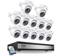 ZOSI 16CH 1080p Kit Surveillance DVR 4TB HDD, 12 Caméra de Surveillance Extérieure/Intérieure, Détetion IA, Alerte Instantanée