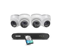 ZOSI 2.5K PoE Kit Caméra Surveillance Extérieure, NVR 8CH 5MP 2TB, Caméra Dôme PoE 4MP avec Audio Bidirectionnel, Détection de Personne, Vision Nocturne 30 m, Enregistrement 24/7, C220