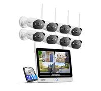 ZOSI 2K Kit Caméra de Surveillance WiFi6 Moniteur Tout-en-Un 8CH 2TB avec Écran 12", Caméras 2K HD, Enregistrement 24/7 sans Abonnement, Alerte IA Personne, Accès à Distance Vision Nocturne Couleur