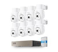 ZOSI 2MP PTZ Kit Caméra de Surveillance Extérieure Filaire DVR 8CH 1TB | Pan et Tilt Vue à 360°, Détection de Personne/Véhicule, Vision Nocturne 20m et Enregistrement 24/7