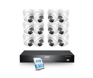ZOSI 32CH Kit Caméra de Surveillance Extérieure 4K, 12X 8MP PoE IP Caméra Extérieure avec 4To HDD NVR pour Vidéo Surveillance 24h/24, 7j/7, Audio 2 Voie, Détection Personne/Véhicule AI, C225