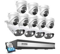 ZOSI 4K 16CH NVR PoE Kit Caméra de Surveillance avec Spotlight 12pcs 8MP Caméra PoE Audio Bidirectionnelle Détection de Personne