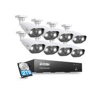 ZOSI 4K PoE Kit Caméra de Surveillance, 8CH 8MP NVR avec Disque Dur Intégré de 2 to, Audio Bidirectionnel, Vision Nocturne Couleur, Détection Humaine AI, Accès à Distance, Enregistrement 24/7