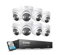 ZOSI 4K PoE Kit Caméra de Surveillance, 8CH NVR et Disque Dur de 2 to, 8MP Caméra PoE, Vision Nocturne Couleur, Détection Humaine