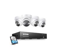 ZOSI 4K PoE Kit Vidéo Surveillance, 8MP Caméra PoE avec NVR 8CH 4K et Disque Dur 2 to, Audio Bidirectionnel et Sirène, Vision Nocturne Couleur, Détection de Personne/Véhicule, Enregistrement 24/7