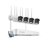 ZOSI 5MP Aurora Lux Kit Caméra de Surveillance WiFi avec 4K 8CH NVR 1TB, Alarme Sonore et Lumineuse, Détection de Personne/Véhicule, Vision Nocturne en Couleur avec Projecteur, Accès à Distance