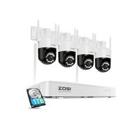 ZOSI 5MP Kit Caméra de Surveillance WiFi 6, Caméra PT à 360° pour Extérieure, Détection de Personne et Véhicule Audio