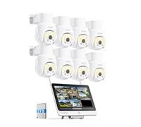 ZOSI 5MP Kit Caméra de Surveillance WiFi avec NVR 8CH 2TB Moniteur 12inches, Pan & Tilt Vue à 360°, Détection et Suivi de Personne, Vision Nocturne Couleur, Alerte Instantanée