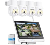 ZOSI 5MP Kit Caméra de Surveillance WiFi6 avec 12” Moniteur, NVR 8CH en 8MP avec 1TB HDD Intégré, Caméra IP Extérieure Pan et Tilt Vue à 360°, Détection et Suivi de Personne, Audio Bidirectionnel