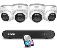 ZOSI 5MP Kit Caméra Surveillance PoE, 2.5K 8CH H.265+ NVR PoE avec 4X 4MP Caméra Extérieure, Détection Humaine