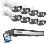 ZOSI 5MP PoE Kit Caméra de Surveillance 16CH NVR et Disque Dur de 4 to Audio Bidirectionnel Vision Nocturne Couleur Alarme Sonore