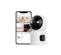 ZOSI 6MP Caméra Surveillance WiFi Intérieure avec Double Objectif, Appel Vidéo en Un Clic ou Geste OK, Pan & Tilt, WiFi 2.4/5GHz, Suivi Automatique, Détection Humaine, Vision Nocturne Couleur, C528D6
