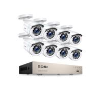 ZOSI 8CH 1080P H,265+ DVR avec 8pcs Caméra Surveillance Extérieure 2MP Vision Nocturne 20m Accès à Distance Via Smartphone