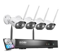 ZOSI 8CH 3MP 1To Kit Caméra de Surveillance WiFi, Alarme de Son et de Lumière, Audio Bidirectionnel, Détection de Mouvement PIR