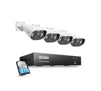ZOSI 8CH 4K NVR PoE Kit avec 5MP 3K Camera de Surveillance PoE, Audio Bidirectionnel, Vision Nocturne Couleur, Détection de Personne et Véhicule, Accès à Distance, Enregistrement 24/7