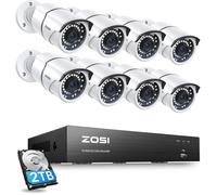 ZOSI 8CH H.265+ 5MP PoE Kit Caméra Surveillance 8X Caméra IP PoE Extérieur Alerte Instantanée Vision Nocturne 36 m 2TB App Gratuite