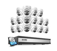 ZOSI C225 4K Outdoor Surveillance Caméra Set, 16X 8MP IP Outdoor PoE Camera Surveillance avec Audio 2 Voies et NVR 16CH 4 To avec Détection Intelligente de Personne, Alarme Projecteur, Vision Nocturne
