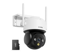ZOSI C290 4K 8MP UHD Pan & Tilt Caméra de Surveillance WiFi Extérieure avec Carte Mémoire 64GB et Vue à 360°, Suivi Automatique