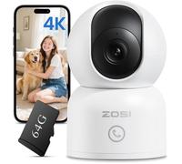 ZOSI C518 Caméra Intérieure 4K 8MP pour Maison avec Carte Mémoire 64Go, Pan/Tilt Vue 360° Détection de Personne/Visage