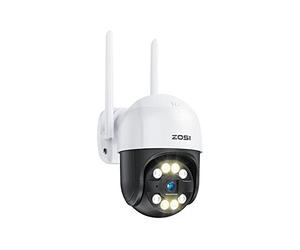 ZOSI Camera Surveillance Extérieure WiFi, C289 3MP, Plug-in Caméra IP Pan 355° Tilt 140°, Détection AI, Alarme Via Sirène et Projecteur, Vision Nocturne Couleur, Stockage Cloud ou sur Carte Mémoire