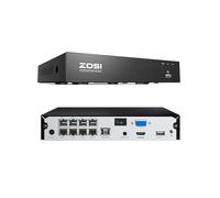 ZOSI Enregistreur vidéo réseau 8 canaux 4K PoE NVR, H.265+ 8 ports 16 canaux, pas de disque dur inclus, détection de personne/véhicule IA, enregistrement 24h/24, 7j/7, fonctionne avec les caméras PoE