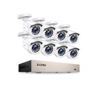 ZOSI H.265+ 8CH 5MP Lite DVR avec 8X Caméra de Surveillance Extérieure IP66, Kit Vidéo Surveillance avec Détection de Mouvement et Alerte Instantanée, Accès à Distance, Disque Dur Non Fourni