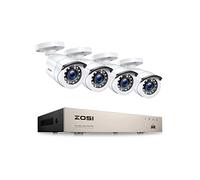 ZOSI H.265+ 8CH 5MP Lite DVR Enregistreur Vidéo Surveillance avec 4pcs 1980TVL Caméra de Surveillance Extérieure IP66, 24pcs LEDs IR Contrôle à Distance et Alerte Instantanée, sans Disque Dur