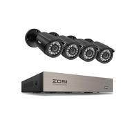 ZOSI H.265+ 8CH DVR avec 4 Caméras de Surveillance 1080p IP66 Extérieure | Détection IA Personne/Véhicule, Enregistrement Continu 24/7, Vision Nocturne 24m, Alerte Push App, Sans Disque Dur (Max 8To)