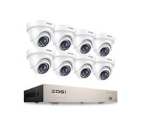 ZOSI Kit Caméra de Surveillance 8CH 5MP Lite DVR avec 8 Caméra de Surveillance Extérieure IP66 2MP, App Gratuite pour l'Accès à Distance, 24 m Vision Nocturne