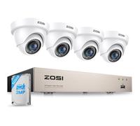 ZOSI Kit Caméra de Surveillance Filaire 1080P 8CH avec DVR 500GB et 4 Caméra Surveillance Dôme Intérieur/Extérieur, Détection d'IA