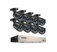 ZOSI Kit Video Surveillance 8CH 1080P DVR avec 8 Caméras de Surveillance 2MP Extérieure IP66 Vision Nocturne 24m App gratuite